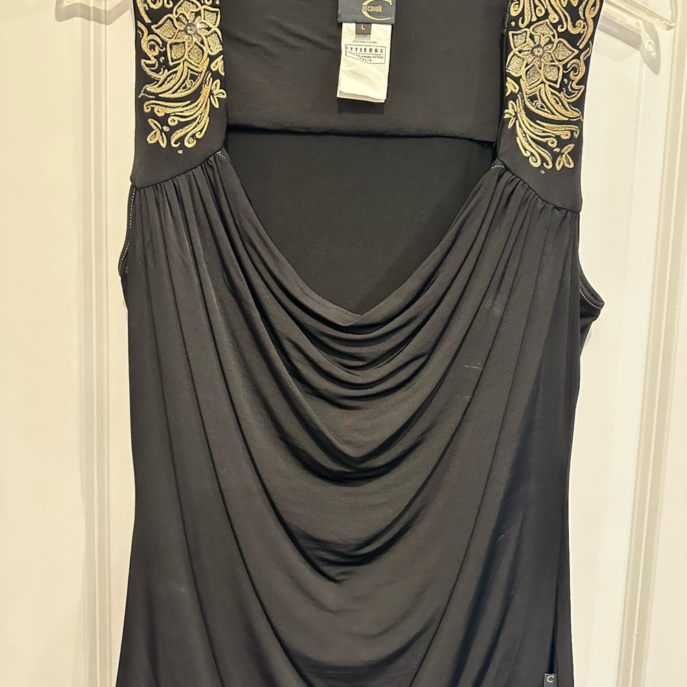 Black Embroidered Sleeveless Top